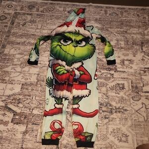New Large Grinch One Piece Pajama - Green and Red. Soft Never Worn Zip Up